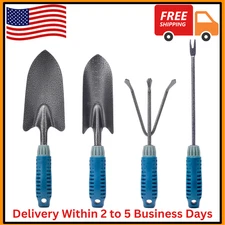 4pcs Garden Tools Set Trowel Rake Shovel Heavy Duty Metal Outdoor Ergonomic