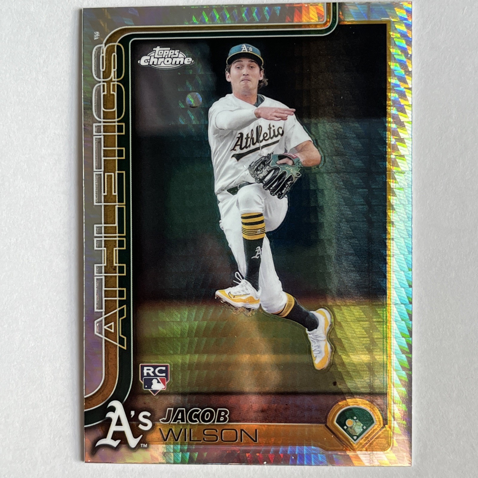 2025 Topps Chrome - Jacob Wilson #96 Prism Refractor (RC) Rookie Hyper Athletics
