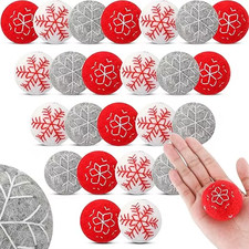 24 Pcs Felt Christmas Ornaments Balls Snowflake Xmas Hanging Wool Felt Balls