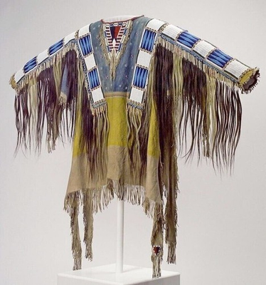 #ad Old Style American Buckskin Buffalo Beaded Fringes Powwow Regalia War Shirt $179.99