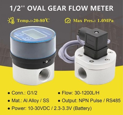 Flow Meter Oval Gear 1/2Inch Digital Fuel Oil Sensor RS485 Modbus High Precision