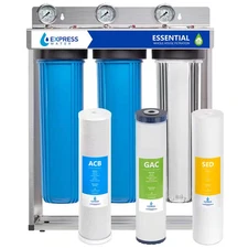 3 Stage Whole House Water Filtration System - SED, Charcoal, Carbon - Includes P