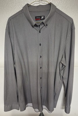 JF J. Ferrari, Slim Fit, Gray Men's Shirt, XL, Stretch