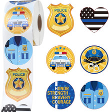 600 Pcs Police Stickers for Kids Police Party Favors Badge Stickers Officer Roll
