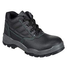 Image of Mens Black Leather Chukka Safety Work Boots Steel Toe Cap Midsole Wide Fit Size