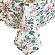 Printed Fabric Kitchen Tablecloth 60"x84"Oblong, FLOWERS BUTTERFLIES,ALLURE,LL