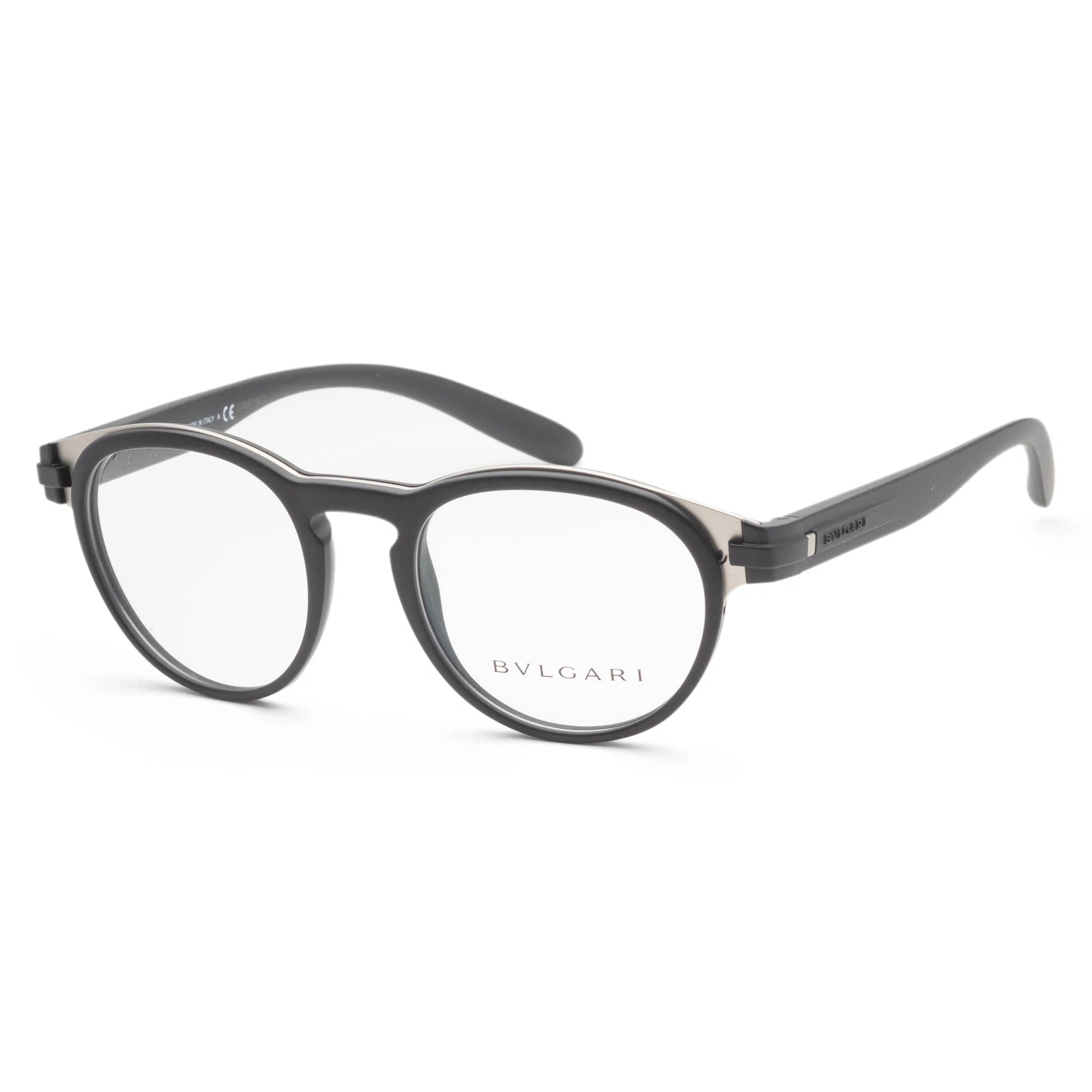 Bulgari Men's 50 mm Matte Black and Matte Silver Opticals BV1115 5313 48