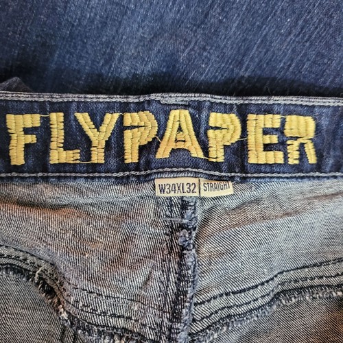 Flypaper Jeans Straight Whisker Distressed Embroidered Pockets Dark Wash 34 x 32 - Bild 11 von 12