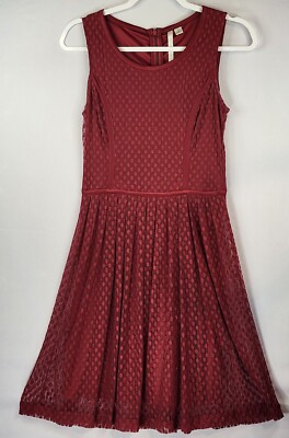 Lauren Conrad Dress Womens 4 Red Dot Lace Fit and Flare Tulle Dress | eBay