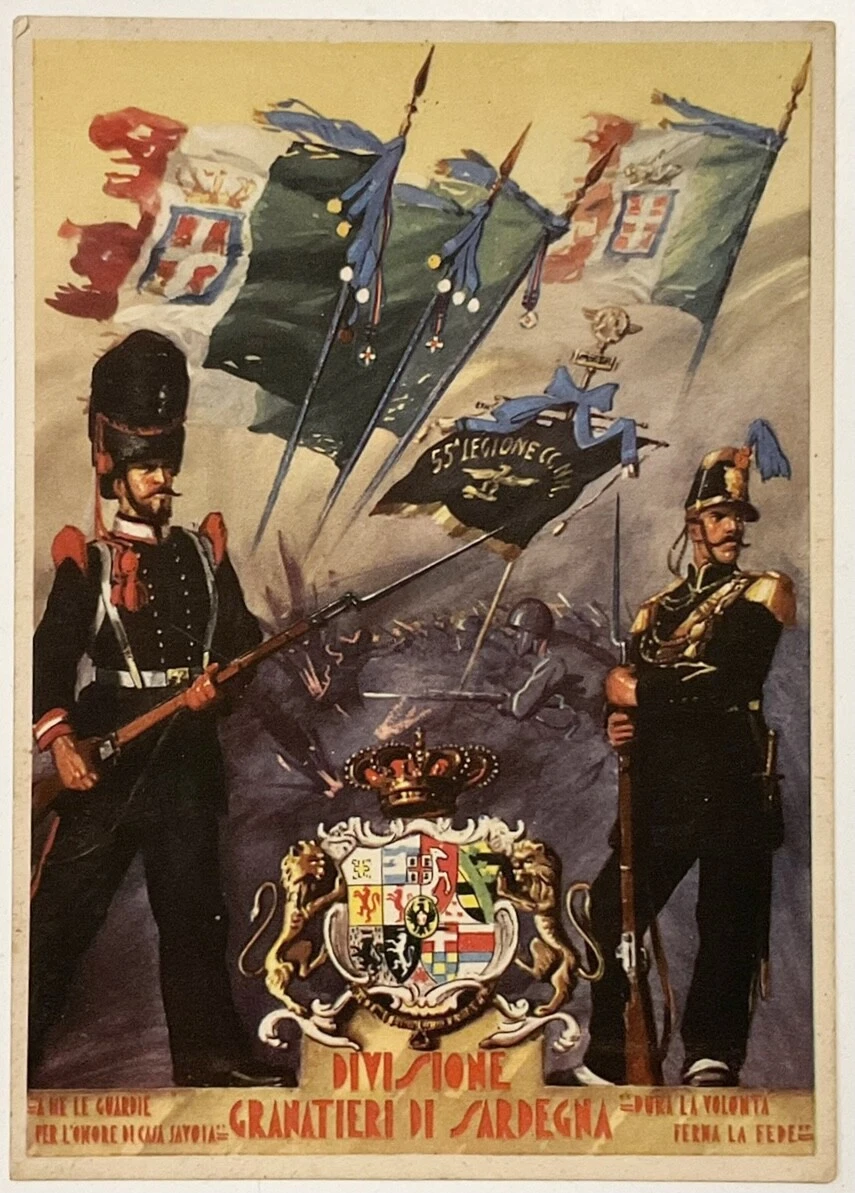 MVSN 55a LEGIONE CAMICE NERE CARTOLINA DIVISIONE GRANATIERI DI