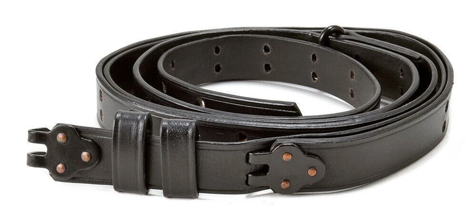WORLD WAR SUPPLY BLACK LEATHER M1907 MILITARY RIFLE SLING M1GARAND 1903 SPRINGFIELD 1" width
