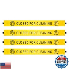 4 Pcs Restroom Closed for Cleaning Sign with Magnetic Ends Magnetic Bathroom
