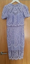LIPSY SIZE 10 VIP PREMIUM LILAC EMBROIDERED LACE BODYCON DRESS NEW 