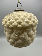5  Christmas / Fall White Embossed Kugel Style Acorn Ornament