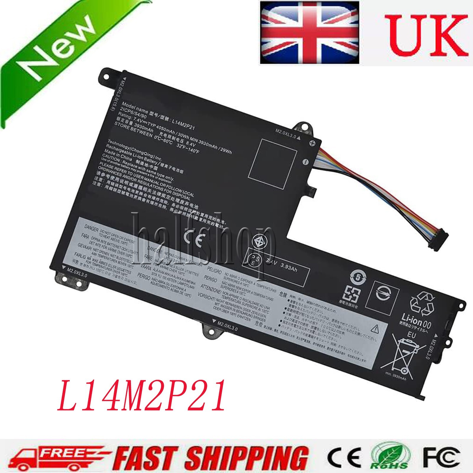 L14M2P21 for Lenovo IdeaPad 330S-15IKB 15.6"" Battery 7.4V 30Wh 5B10Q39203