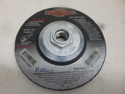 UNITED ABRASIVES-SAIT Depressed Ctr Whl,T27,4.5x1/4x5/8-11, 22610