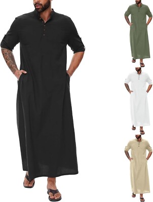 Men Kaftan, Linen Caftan, Long linen shirt, Men's long tunic robe