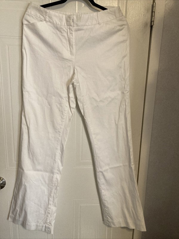 Apostrophe Pants Women Size 6 Vanessa White Stretch MidRise Pkts Ltwght Textured