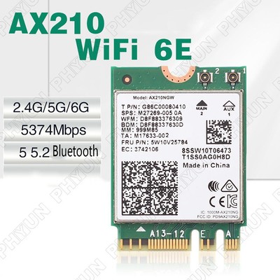 Multiband AX210NGW Wifi Bluetooth 5.2Card For Laptop PC Windows 10 Windows 11