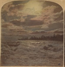 BEAUTIFUL LANDSCAPE, TURBULENT WATERS, OMINOUS SKIES, VINT STEREOVIEW