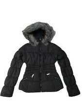 Size S Maralyn & Me Juniors Hooded Puffer Coat Jacket Faux Fur Trim Hooded Black