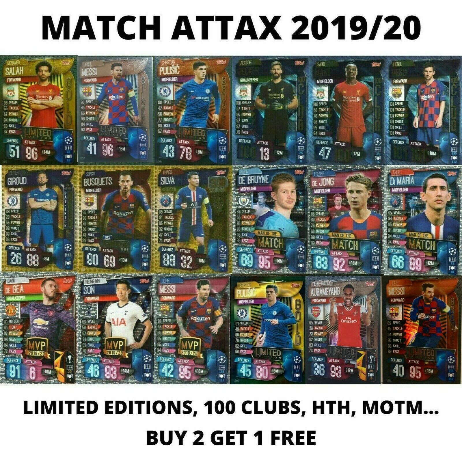 Match Attax Champion League 2018/19 18/19 ensemble complet Hat Trick Hero 100 clubs