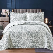 3 Piece Quilted Patchwork Bedspread Throw Single Double King Size Bedding Set