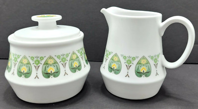 VTG NORITAKE CHINA PROGRESSION PALOS VERDE 9020 MCM CREAMER SUGAR BOWL LID 1969