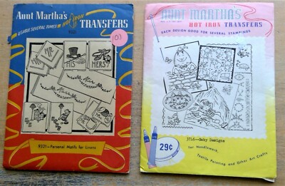 2 Aunt Martha's Hot Iron Transfers #'s 9321 3746 His & Hers Baby Designs