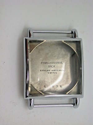 NOS ENICAR WATCH CO CASE 26.27MM WIDE Fixed Ends Watch Cases Swiss SS - 1A41
