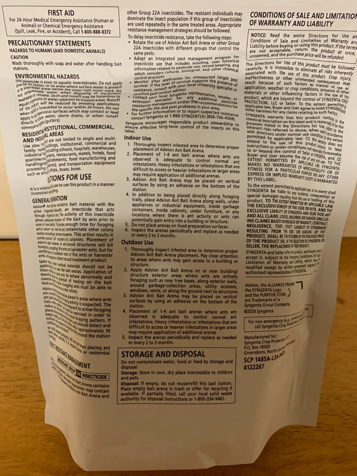 Syngenta Advion Ant Arena Bait Stations.New 12 Count Bag.