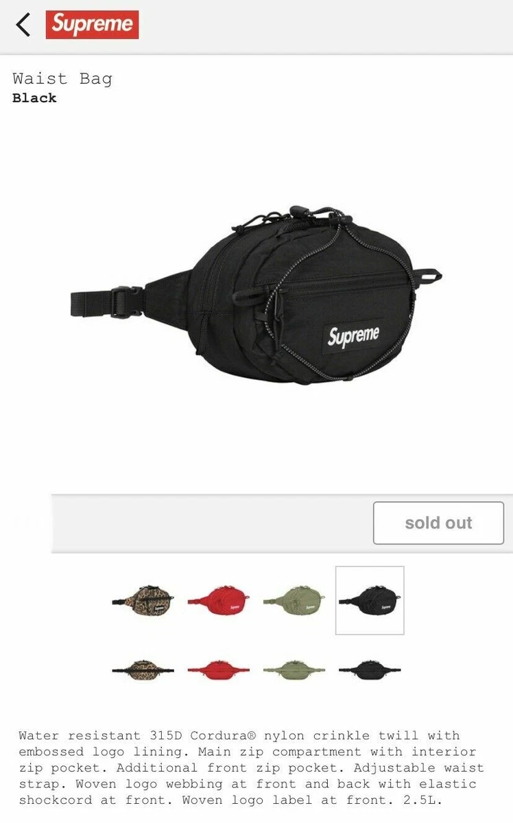 Supreme Waist Bag - Black FW20 *In Hand*