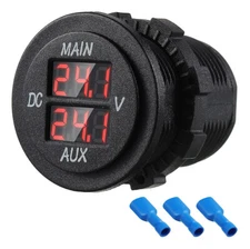 Red LED Digital Voltage Dual Display Meter Car Motorcycle Gauge Panel Detector 