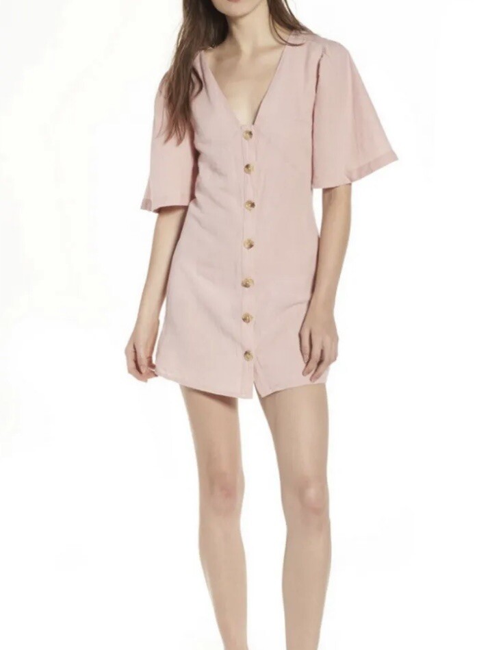 Topshop Angel Sleeve Pink Linen Shift Dress Size 6 Topshop Angel Sleeve Pink Linen Shift Dress Size 6