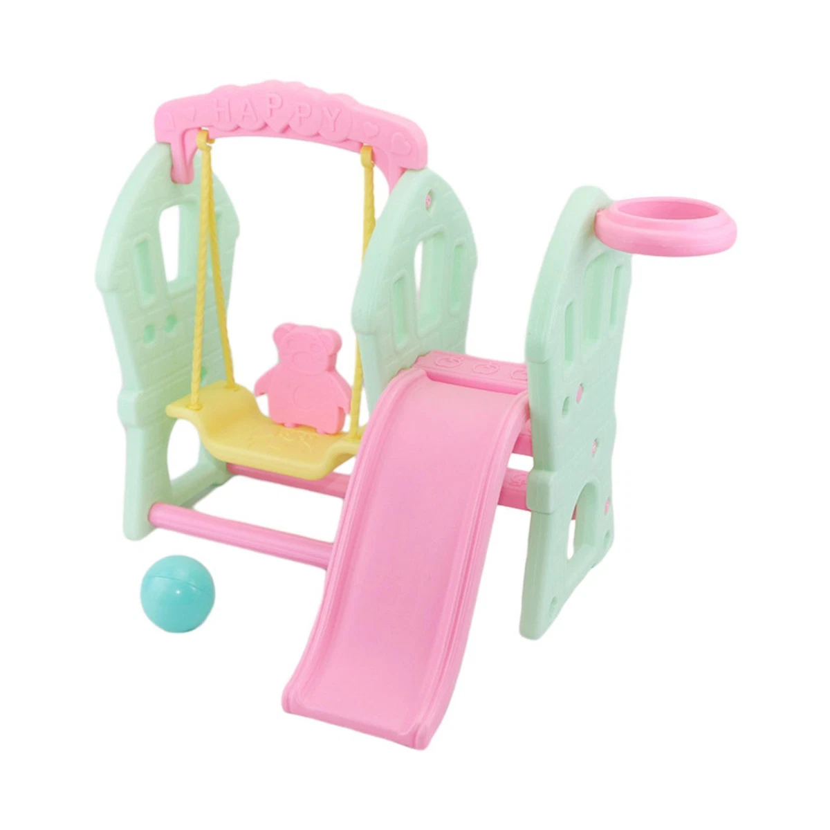 Kids Doll Swing Toys Dollhouse Play Slide and Swing Set with