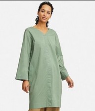 UNIQLO US WOMEN V-NECK KHAKIOLIVEGREEN LONGSLEEVE TUNIC DRESS (HANA TAJIMA) SZ M