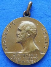 RARA MEDAGLIA MONUMENTO A GIUSEPPE VERDI ERETTO A SAN FRANCISCO DA ITALIANI 1913