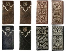 Longhorn, Horse, Horseshoe Men Western Wallets Bifold Check Book Style