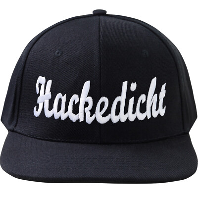 Snapback Kappe mit Spruch | Cap mit Motiv ''HACKEDICHT'' | unisex Basecap schwarz