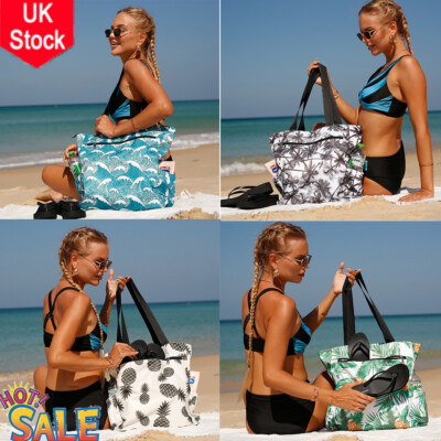 Beach Bags for Women Large Beach Tote Bag w/Zipper Waterproof Sandproof