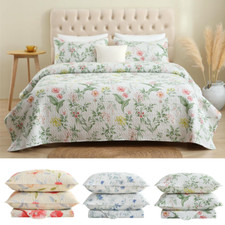 Floral Bedspread Coverlet Set 3Piece Oversize Bed Cover Quilt Home Bedding Throw