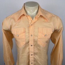 Vtg Rockmount Pearl Snap Shirt Rockabilly Cowboy Western Orange 60s 70s Mens 17
