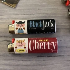 New 2 Custom Bic Lighters vintage Black Jack Gum Wrapper Adams Gum Classic