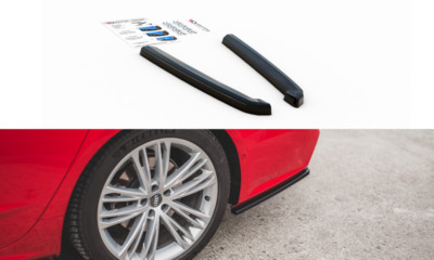 CUP Diffusor Seiten Ansatz SCHWARZ für Audi A7 C8 4K S-Line Flaps Heckansatz ABS