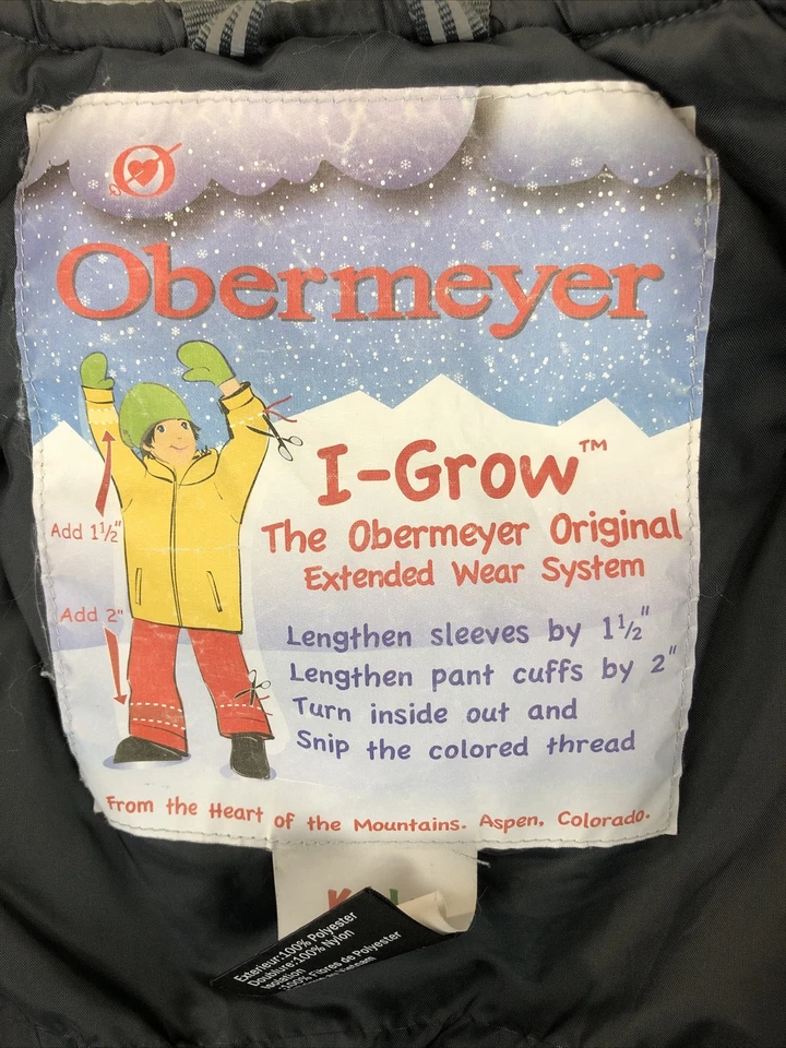 Mono Obermeyer I-Grow traje de nieve niños negro talla 6 ajustable Correas para el hombro/dobladillo Foto 3 de 4