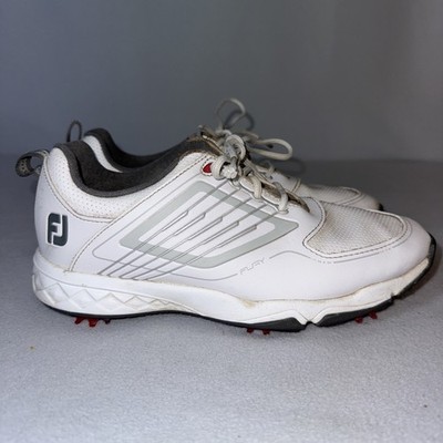 FootJoy Jr. Boys Size 6M Fury Spiked Golf Shoes White Gray Lace Up Outdoor FJ