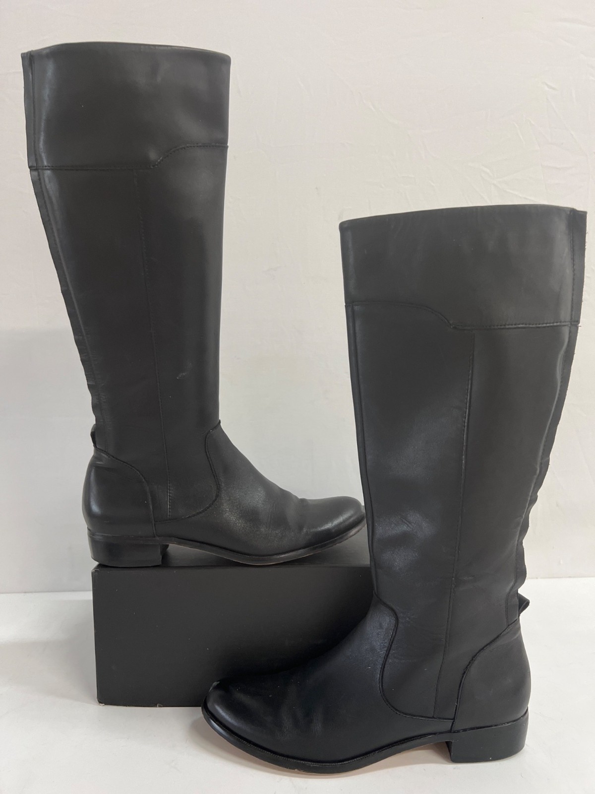 Women's CORSO COMO Black Leather Riding Boots Sz 8.5M