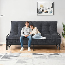 8" Corduroy Futon Mattress with Shredded Foam Storage Straps