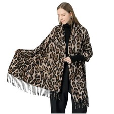 Women Fashion Leopard Pashmina Winter Cashmere Scarf Soft A Leopard 27.6" 78.7"