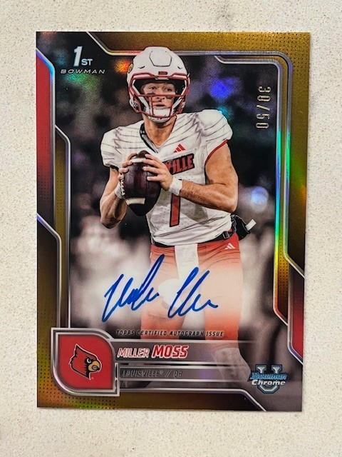 MILLER MOSS 2025 Bowman U University 1st Chrome On Card GOLD Ref AUTO # 30/50